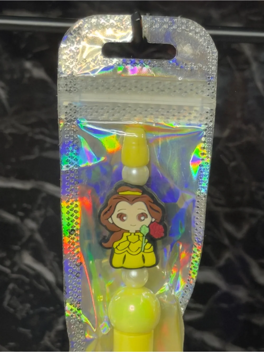 Yellow Belle Princess Focal Bead Pen Black & Blue Ink